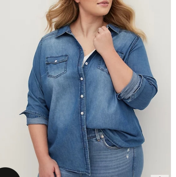 torrid Tops - Torrid medium wash denim button-up shirt